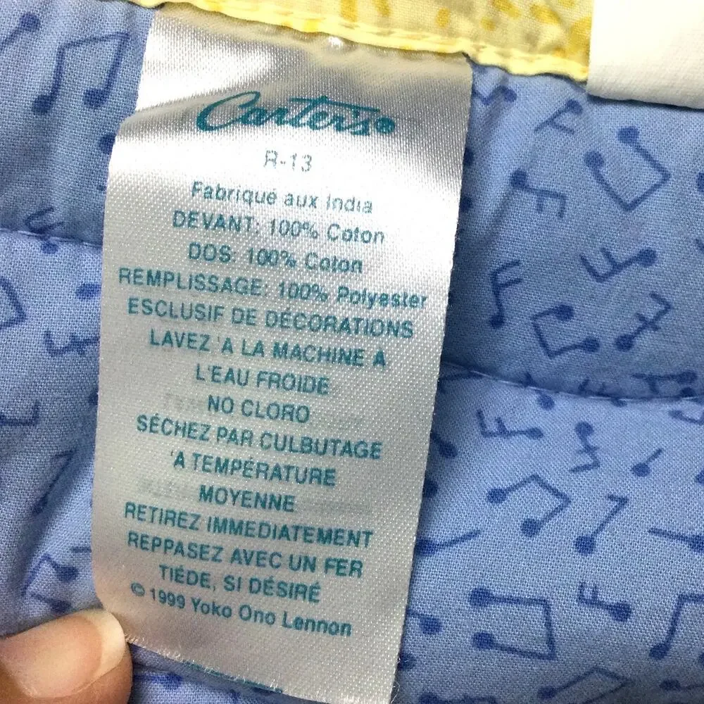 Carter's Yoko Ono John Lennon Real Love Animal Blue Baby Quilted Blanket 33 X 44